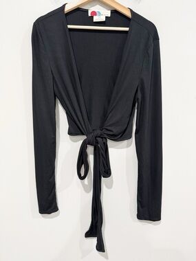 FP BEACH Long Sleeve Wrap Top Delilah Black Size Large